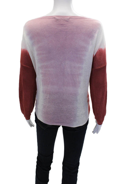 Gerard Darel Womens Linen V Neck Long Sleeve Tie Dye Print Top Multi Size 2