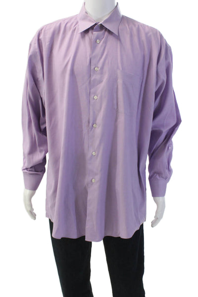Pronto Uomo Mens Cotton Long Sleeve Button Down Shirt Purple Size 35