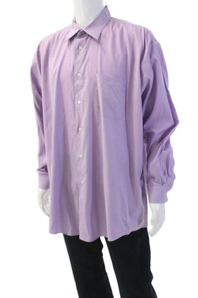 Pronto Uomo Mens Cotton Long Sleeve Button Down Shirt Purple Size 35