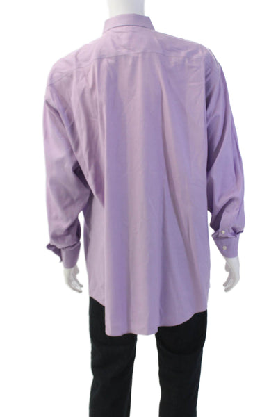 Pronto Uomo Mens Cotton Long Sleeve Button Down Shirt Purple Size 35