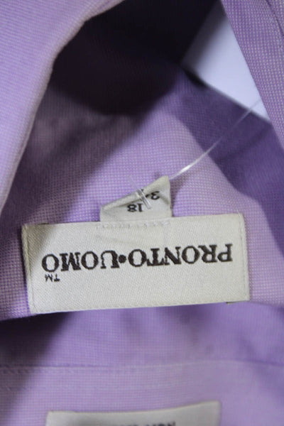 Pronto Uomo Mens Cotton Long Sleeve Button Down Shirt Purple Size 35