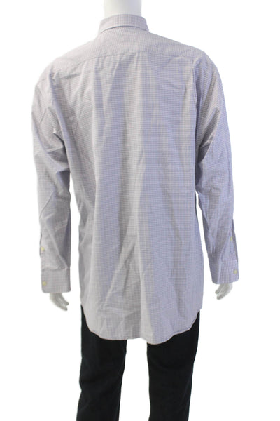 Hickey Freeman mens Cotton Plaid Button Down Shirt Purple Size 35
