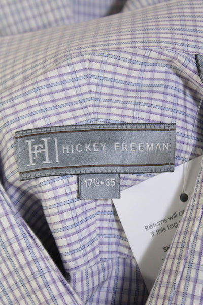 Hickey Freeman mens Cotton Plaid Button Down Shirt Purple Size 35