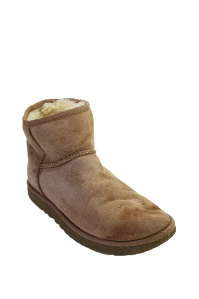 Ugg Women's Shearling Suede Leather Pull-On Ankle Bootie Chestnut Size 6
