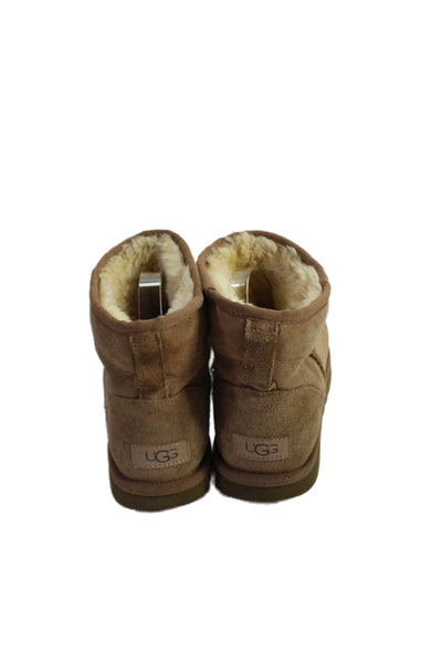 Ugg Women's Shearling Suede Leather Pull-On Ankle Bootie Chestnut Size 6