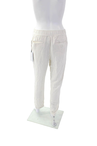 ONIA Womens Cotton Elastic Waistband Straight Leg Cuff Bottom Pants White Size S