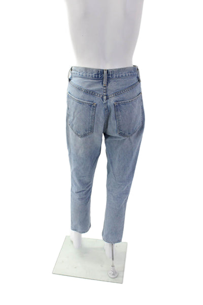 Agolde Womens Cotton Button Straight Leg Denim Jeans Blue Size EUR 25