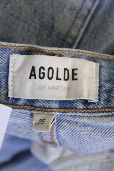 Agolde Womens Cotton Button Straight Leg Denim Jeans Blue Size EUR 25