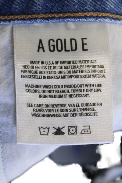 Agolde Womens Cotton Button Straight Leg Denim Jeans Blue Size EUR 25