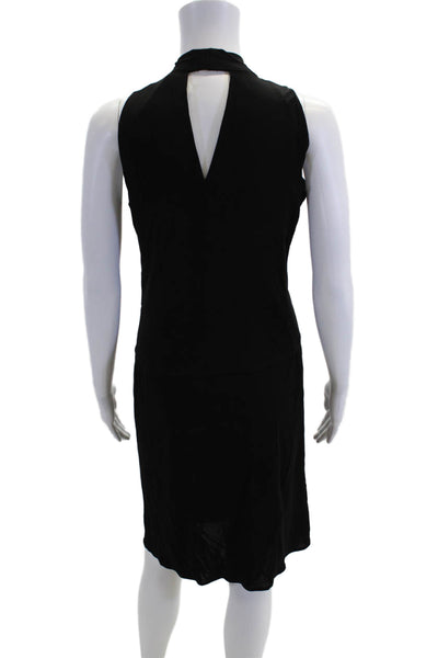 Barneys New York Womens V-Neck Buttoned Sleeveless Business Dress Black Size 2