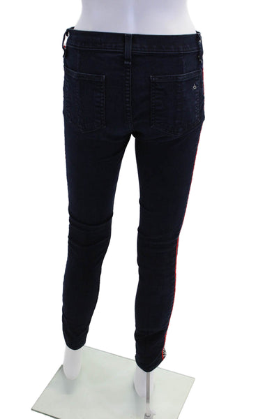 Rag & Bone Jean Womens Cotton Embroidered Dark Wash Skinny Jeans Blue Size 27