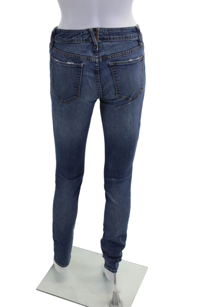 Marc By Marc Jacobs Womens Cotton Distressed Low-Rise Skinny Jeans Blue Size 25
