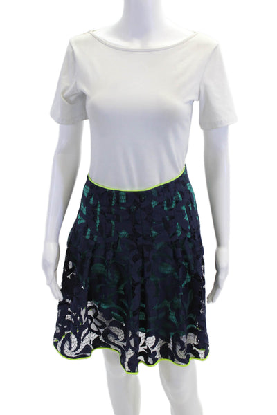 Elie Tahari Womens Pleated Zippered Casual Lined Mini Skirt Blue Size 8