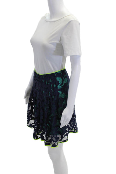 Elie Tahari Womens Pleated Zippered Casual Lined Mini Skirt Blue Size 8
