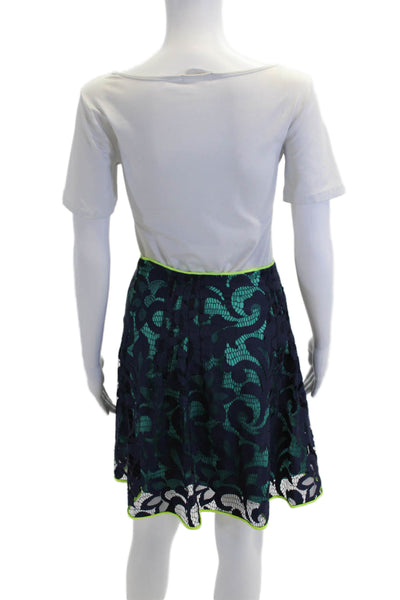 Elie Tahari Womens Pleated Zippered Casual Lined Mini Skirt Blue Size 8