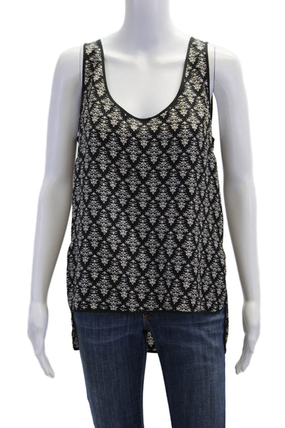Robert Rodriguez Womens Silk Sleeveless Scoop Neck Blouse Black Size 6