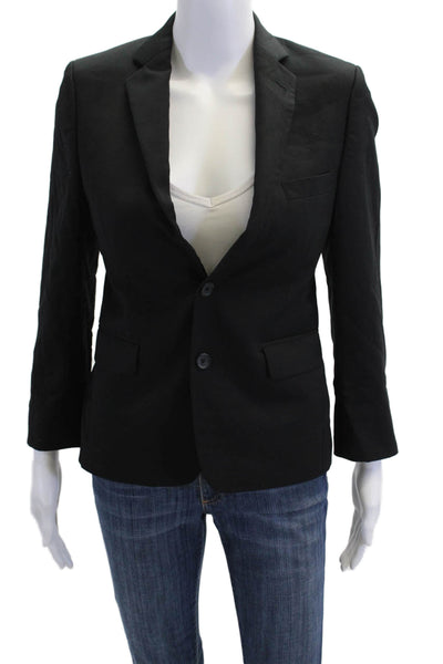 DKNY Womens Wool Two-Buttoned Long Sleeve Collared Blazer Black Size 12