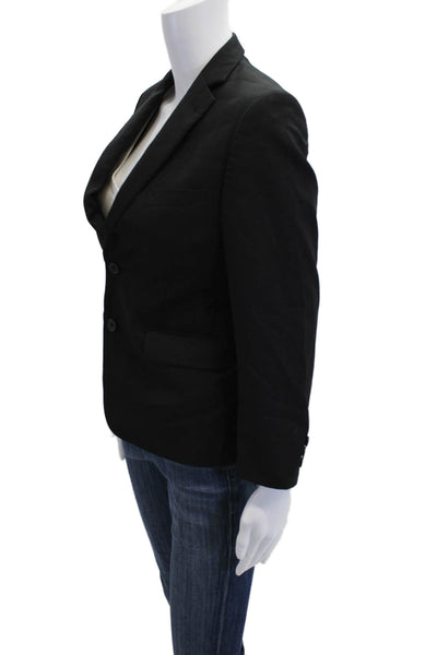 DKNY Womens Wool Two-Buttoned Long Sleeve Collared Blazer Black Size 12