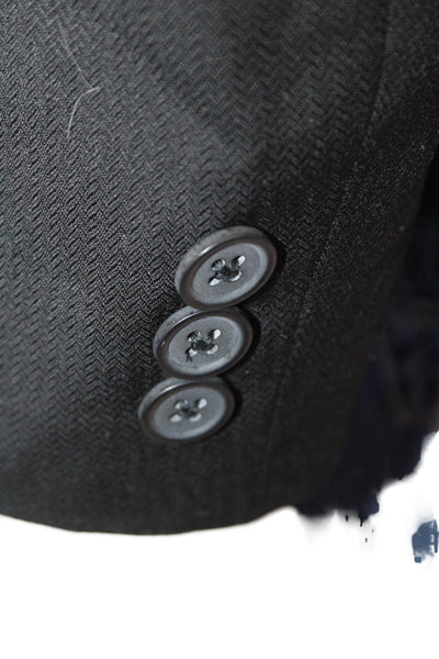 DKNY Womens Wool Two-Buttoned Long Sleeve Collared Blazer Black Size 12