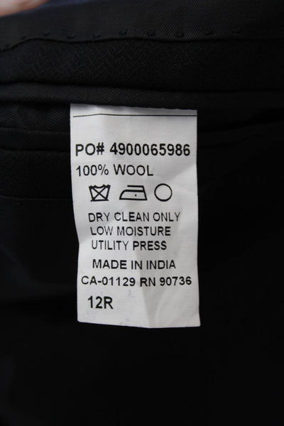 DKNY Womens Wool Two-Buttoned Long Sleeve Collared Blazer Black Size 12
