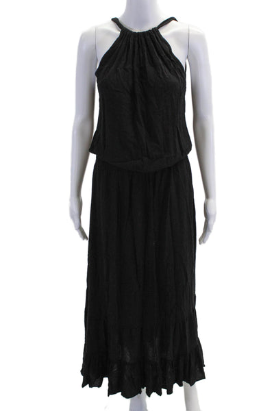 Indah Womens Halter Neck Pullover Casual Sleeveless Maxi Dress Black Size S