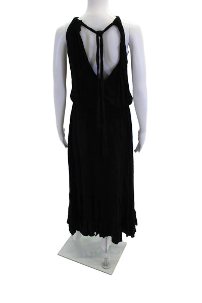Indah Womens Halter Neck Pullover Casual Sleeveless Maxi Dress Black Size S