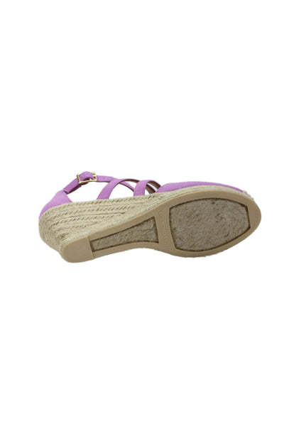 Talbots Womens Wedge Heel Ankle Strap Canvas Espadrilles Sandals Purple Size 7.5