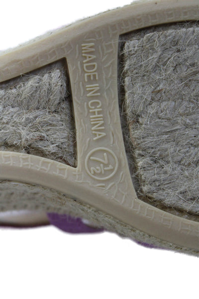 Talbots Womens Wedge Heel Ankle Strap Canvas Espadrilles Sandals Purple Size 7.5