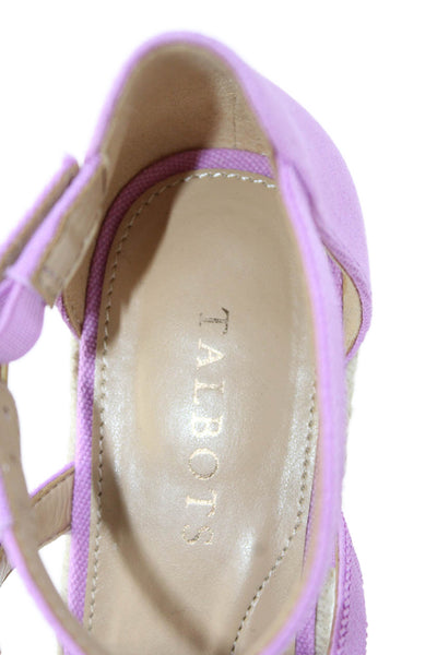 Talbots Womens Wedge Heel Ankle Strap Canvas Espadrilles Sandals Purple Size 7.5