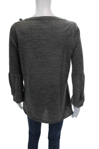 Gerard Darel Womens Wool Long Sleeve Beaded Knit Top Gray Size S