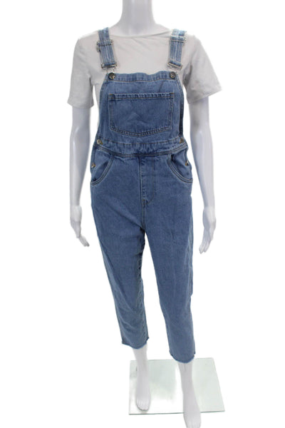 We Wore What Womens Cotton Four Pocket Sleeveless Denim Overalls Blue Size XS
