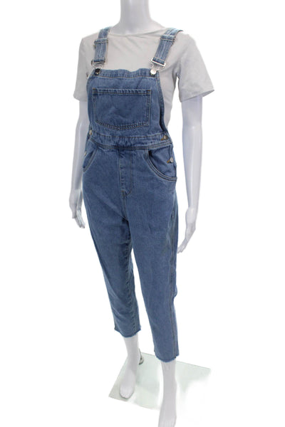 We Wore What Womens Cotton Four Pocket Sleeveless Denim Overalls Blue Size XS