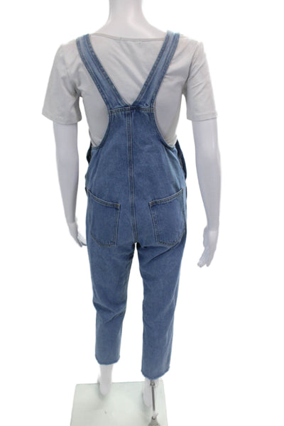 We Wore What Womens Cotton Four Pocket Sleeveless Denim Overalls Blue Size XS