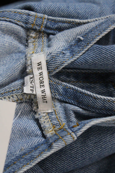 We Wore What Womens Cotton Four Pocket Sleeveless Denim Overalls Blue Size XS