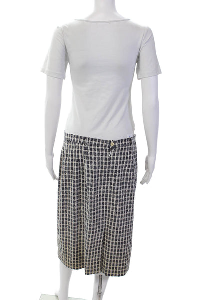Escada Womens Wool Zip Button Plaid Lined Tweed Skirt White Size EUR 44