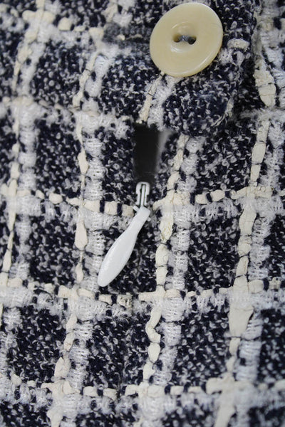 Escada Womens Wool Zip Button Plaid Lined Tweed Skirt White Size EUR 44
