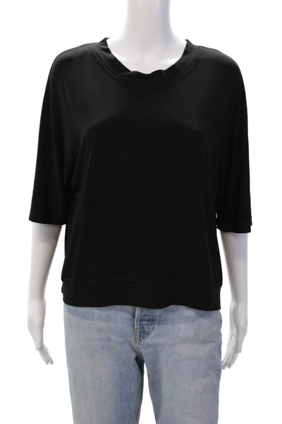 Planet Womens Color Block Crew Neck Short Sleeve Blouse Top Black White Size OS