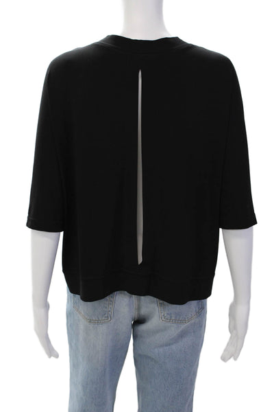 Planet Womens Color Block Crew Neck Short Sleeve Blouse Top Black White Size OS