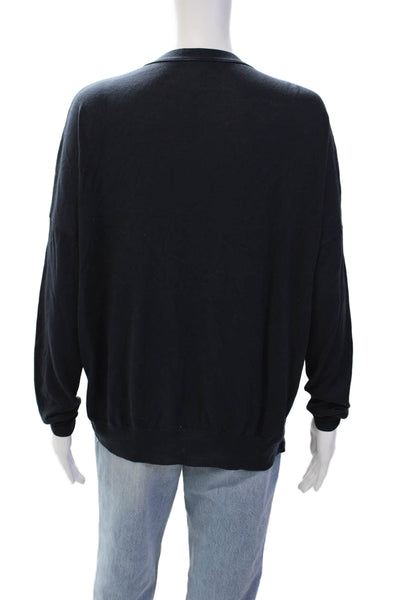 Armani Jeans Womens V-neck Long Sleeve Cardigan Sweater Top Blue Size S