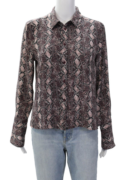 Equipment Femme Womens Snakeskin Print Collar Button Down Shirt Purple Size S