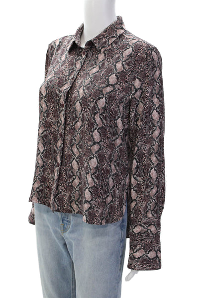 Equipment Femme Womens Snakeskin Print Collar Button Down Shirt Purple Size S
