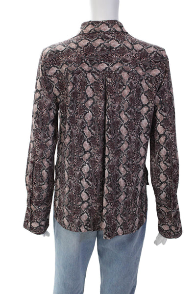 Equipment Femme Womens Snakeskin Print Collar Button Down Shirt Purple Size S