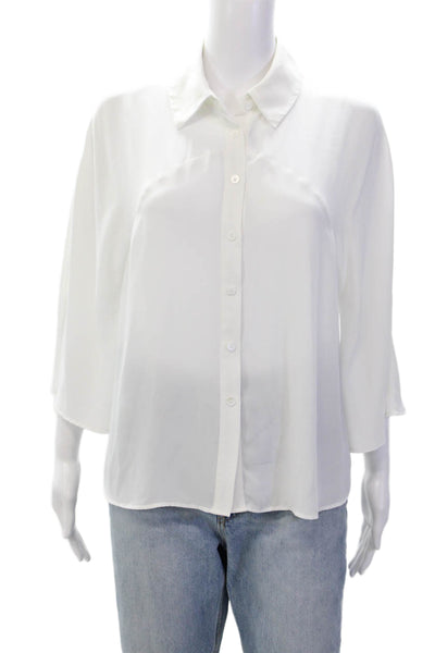 Karen Millen Womens Collar Long Sleeve 3/4 Sleeve Button Down Shirt White Size 8