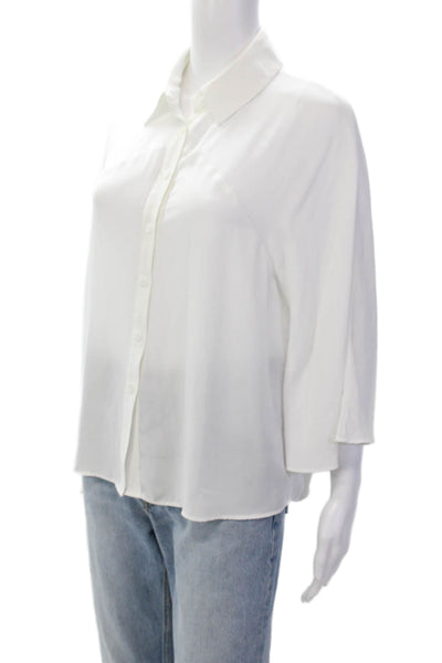 Karen Millen Womens Collar Long Sleeve 3/4 Sleeve Button Down Shirt White Size 8