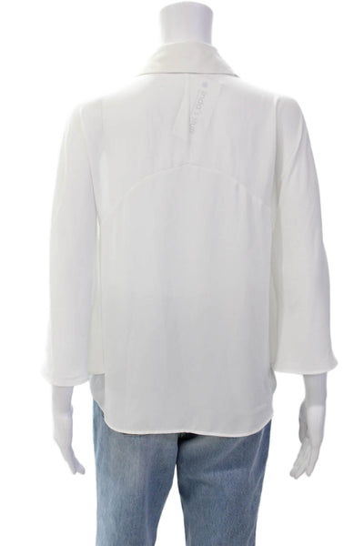Karen Millen Womens Collar Long Sleeve 3/4 Sleeve Button Down Shirt White Size 8
