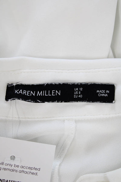 Karen Millen Womens Collar Long Sleeve 3/4 Sleeve Button Down Shirt White Size 8