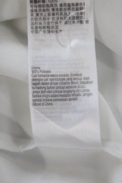 Karen Millen Womens Collar Long Sleeve 3/4 Sleeve Button Down Shirt White Size 8