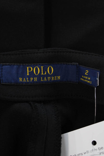 Polo Ralph Lauren Womens Cotton High Rise Side Zip Skinny Leg Pants Black Size 2