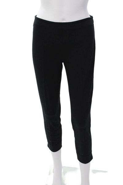 Elie Tahari Womens Cotton High Rise Pleated Skinny Leg Pants Black Size 0