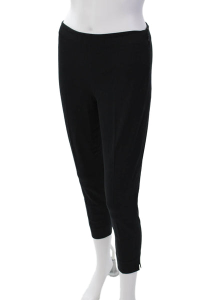 Elie Tahari Womens Cotton High Rise Pleated Skinny Leg Pants Black Size 0